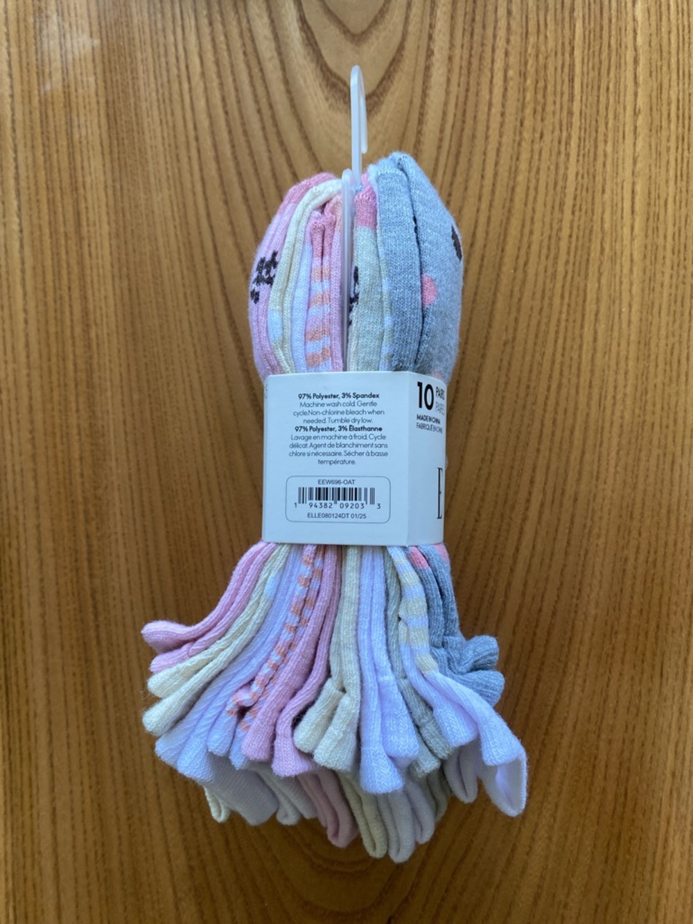Elle Pink Floral No-Show Socks - Pack of 10 - Picture 2 of 4